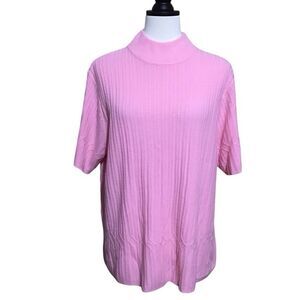 Studio Works Woman Pink Short Sleeve Sweater 1X‎